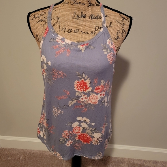 NWOT Flora gray floral sleeveless top - Picture 1 of 5